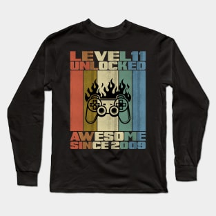 Level 11 Unlocked Birthday 11 Years Old Awesome Since 2009 Long Sleeve T-Shirt